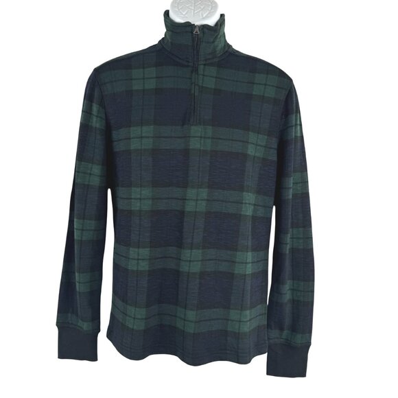 J. Crew Double Knit Half Zip Pullover Men Small In Print Green Plaid NWT TP-3501 - Picture 4 of 11